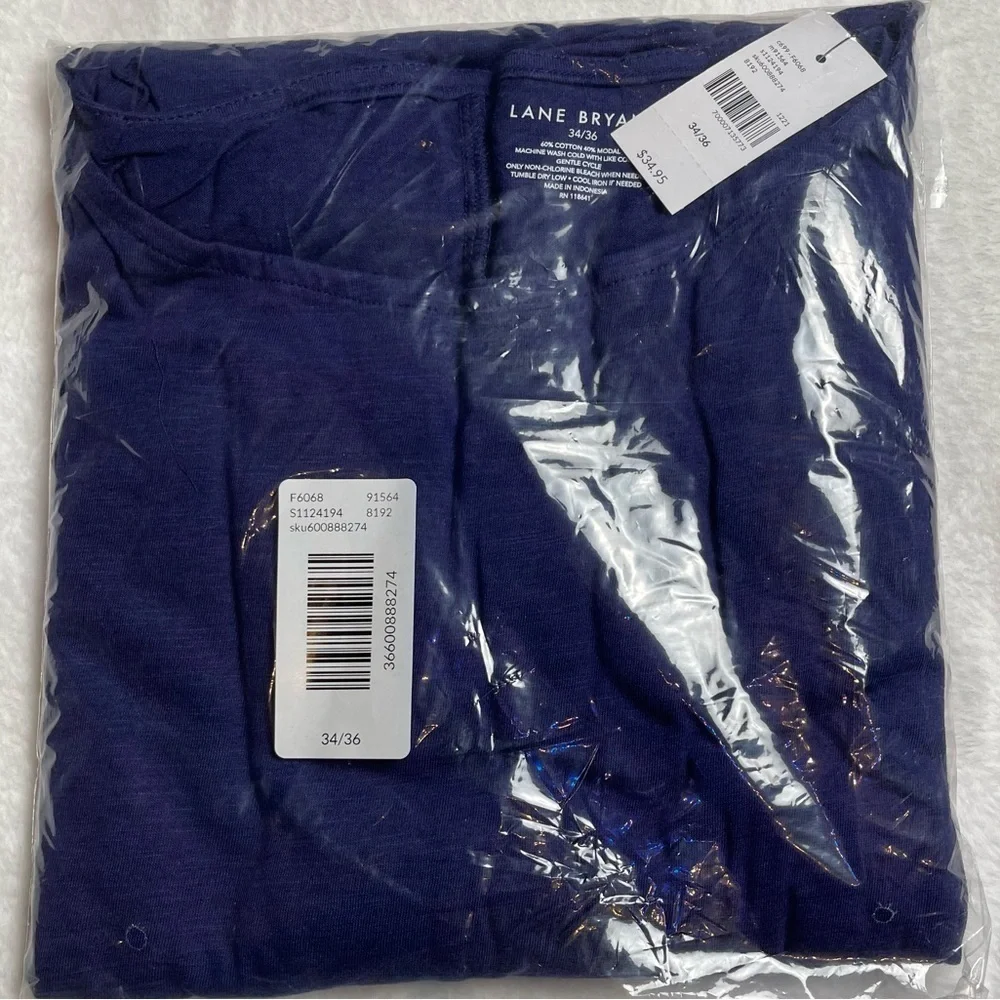 LANE Bryant Sz 34/36 Astral Adjustable Drawcord Long-Sleeve Boatneck Tee K92.9